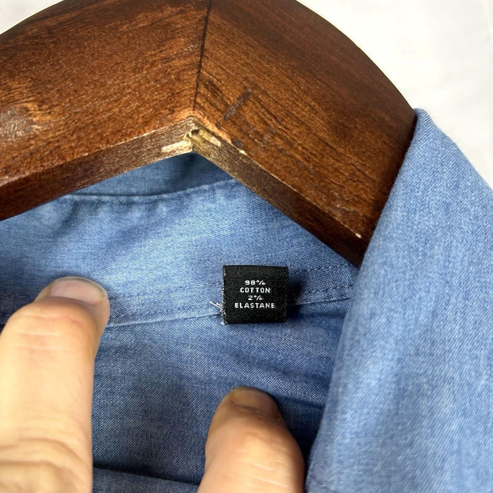 Ralph Lauren VINTAGE Lauren Ralph Lauren Shirt Button-Down 90s Regular Medium Mens Blues Cotton Knit Short/Long Sleeve Solid Pattern Size US M / EU 48-50 / 2 - 5 Thumbnail