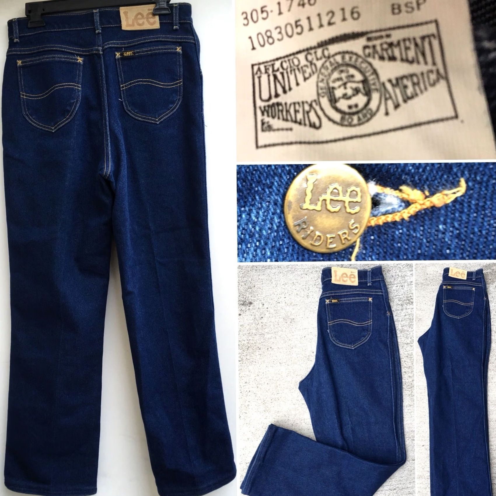 Lee VINTAGE Lee Riders Jeans High Waist US Made Sz 14 30 Waist 40 Inseam 30 Blue 1970s 1980s Mens Size 36" / US 14 / IT 50 - 3 Thumbnail