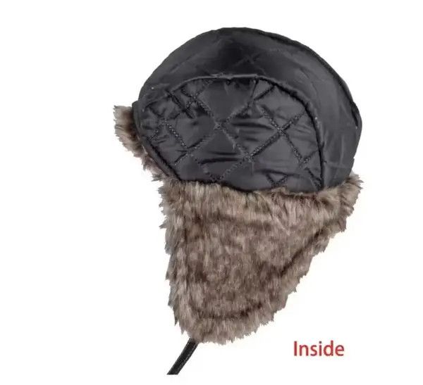 Other Russian Style Black Faux Leather Fur Winter Hat Size ONE SIZE - 4 Thumbnail