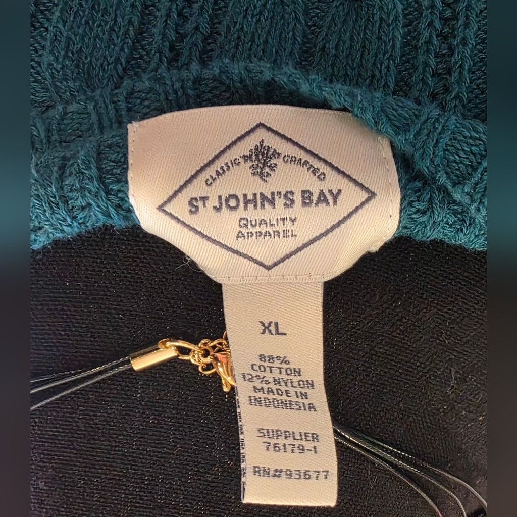 St. Johns Bay St. Johns Bay Teal Cable Knit Sweater NWT Size XL / US 12-14 / IT 48-50 - 7 Thumbnail