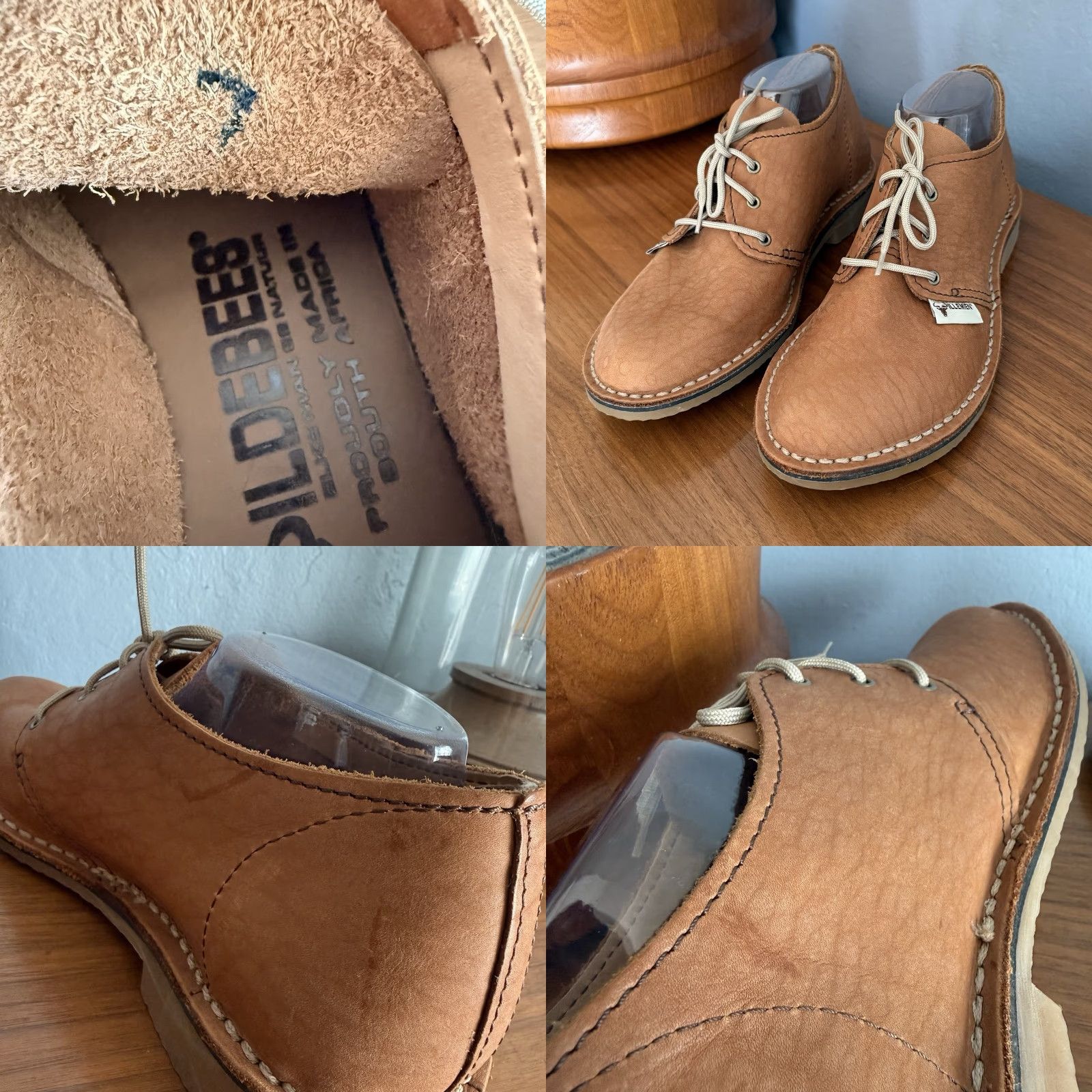 Vintage Wildebees Footwear Dropper Vellie Tan Leather Lace-up Flats Shoes 7 Women Chukka Ankle Solid Leather Rubber Sole Size US 7 / IT 37 - 8 Thumbnail