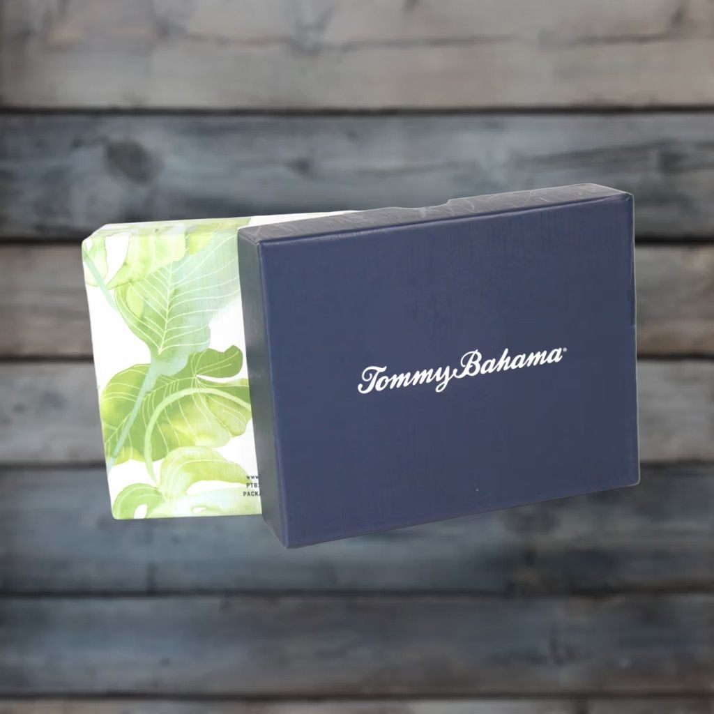 Tommy Bahama Tommy Bahama Men's Leather Wallet Slim Fold Woven Detail Tan Brown Size ONE SIZE - 1 Thumbnail