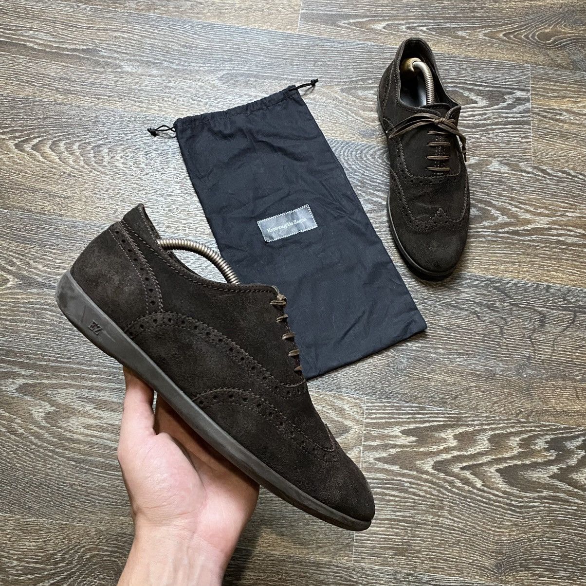 Ermenegildo Zegna Ermenegildo Zegna Men’s Suede Brogue Sneakers Size 42/43 Size US 9.5 / EU 42-43 - 1 Thumbnail