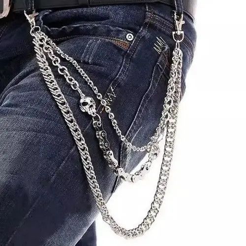 VIBE Pocket Chain Skull Punk Rock Gothic Silver Wallet Chrome Size ONE SIZE - 2 Thumbnail