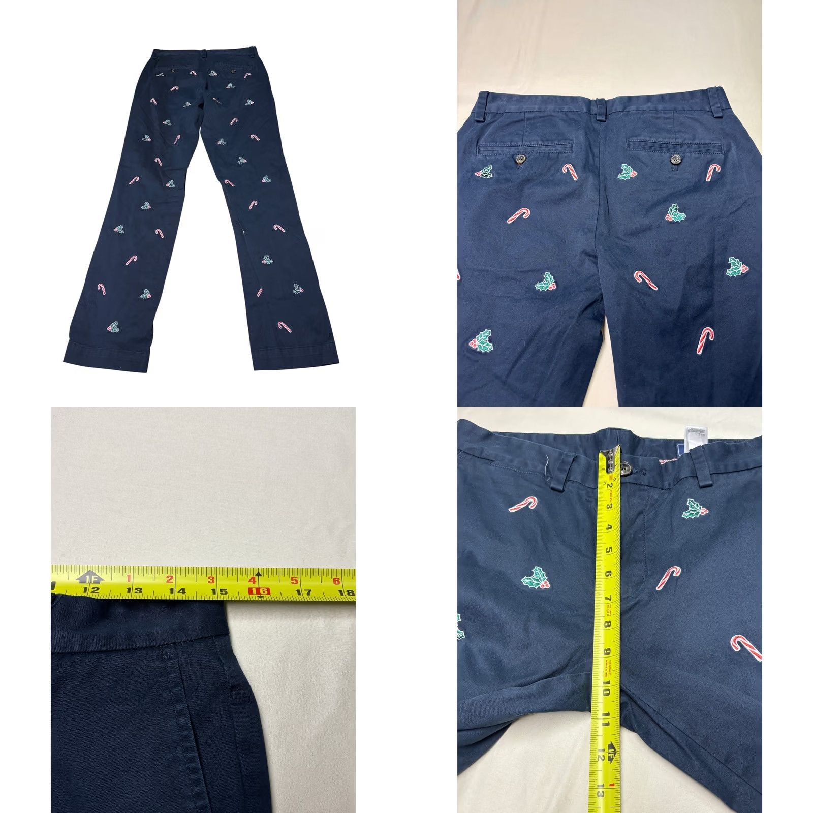 Vineyard Vines VINEYARD VINES Mens Christmas Candy Cane Holly Embroidered Chino Pants 30x32 Size US 30 / EU 46 - 8 Thumbnail