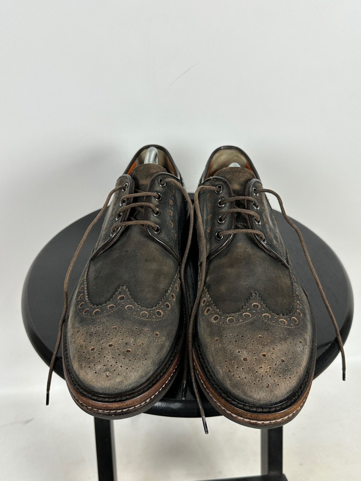 Santoni Santoni Wingtip Brogue Brown Suede Leather Shoes Size US 9.5 / EU 42-43 - 10 Thumbnail