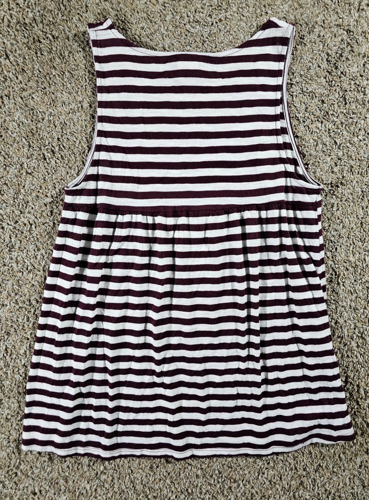 Faded Glory Faded Glory S4-6 Purple Eggplant White Striped Sleeveless Size S / US 4 / IT 40 - 4 Thumbnail