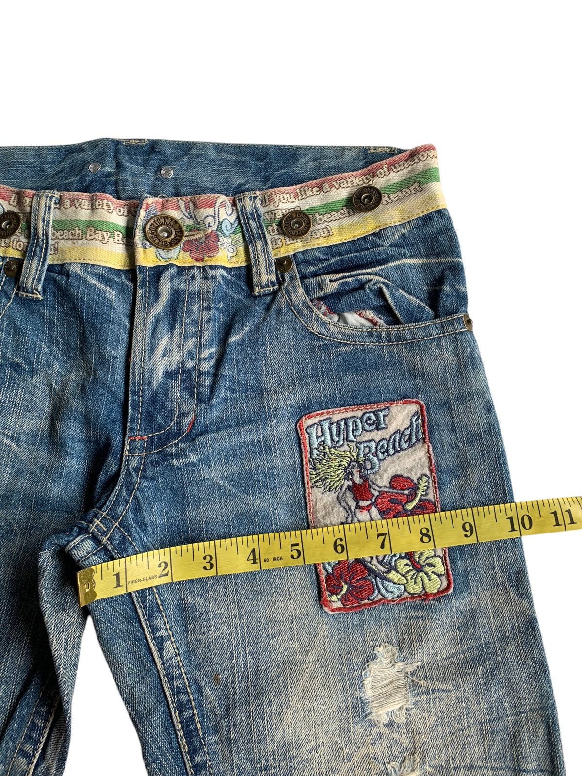 Other 💥 Vintage 90s Style Hyper Beach Stone Wash Patch Jeans Rare Size US 31 - 17 Thumbnail