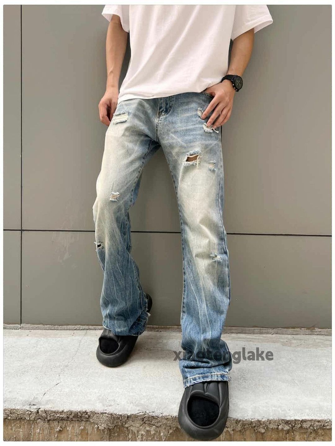 Jean zx washed faded bootcut ripped Balenciaga alyx style jeans Size US 34 / EU 50 - 2 Thumbnail