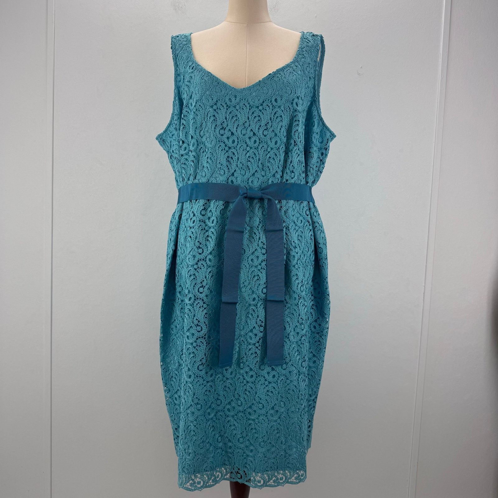 Marina Rinaldi Marina Rinaldi Ski Blue Dicitore Lace Overlay Dress Plus 22 Size 3XL / US 20-22 - 3 Thumbnail