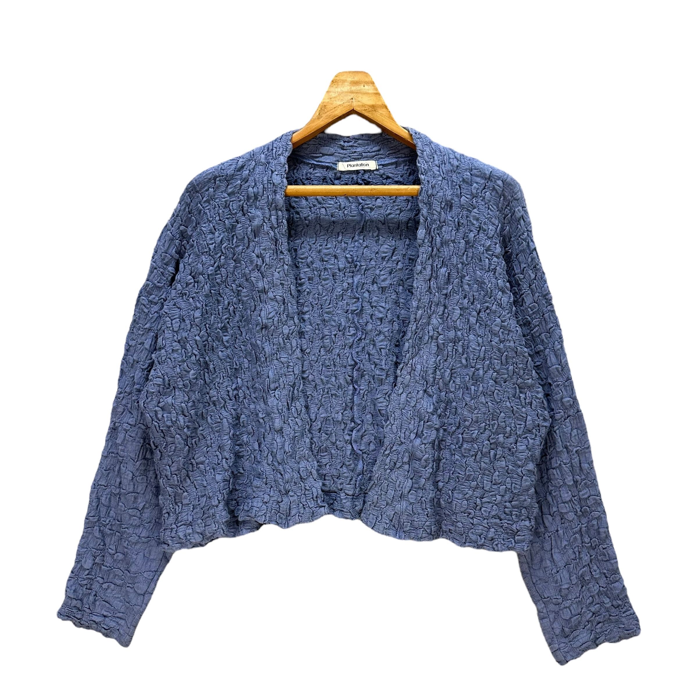 Issey Miyake PLANTATION Issey Miyake Pleated Blue Cardigan #A37-0843 Size M / US 6-8 / IT 42-44 - 1 Thumbnail