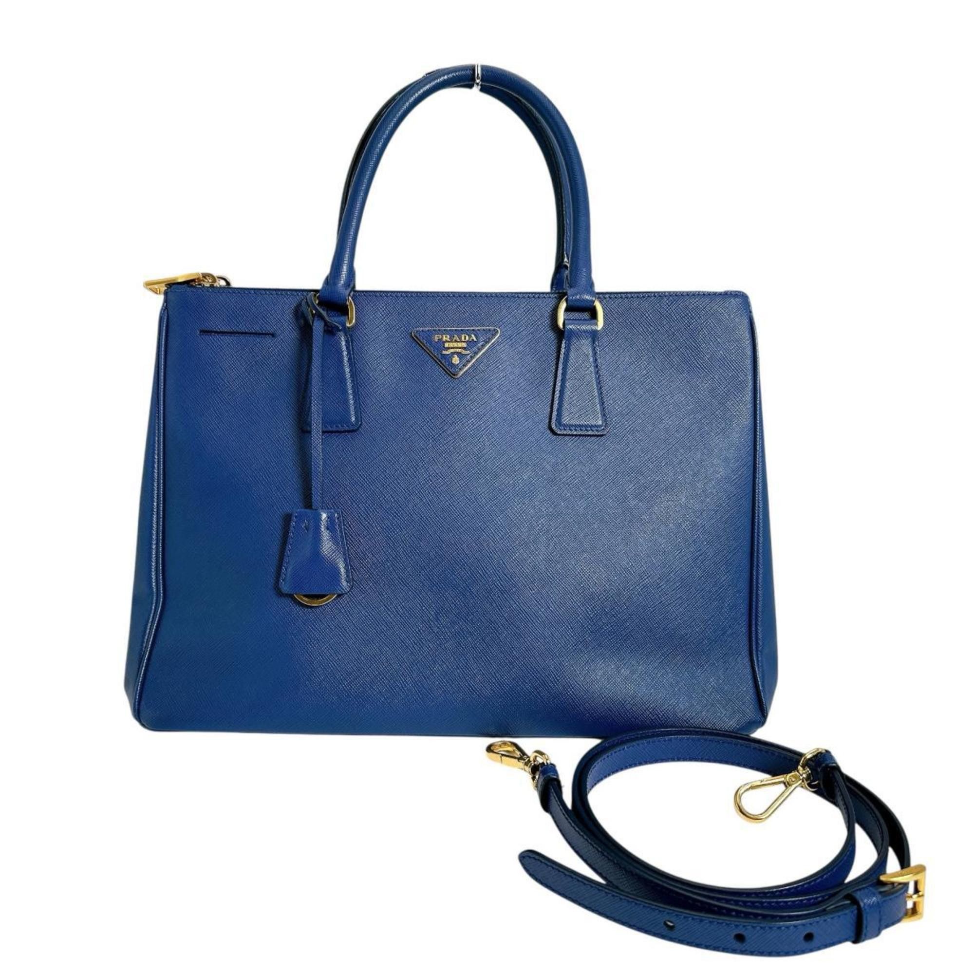 Prada Prada Sapphiano Galleria Leather Handbag Shoulder Bag 1BA786 Blue Size ONE SIZE - 1 Thumbnail