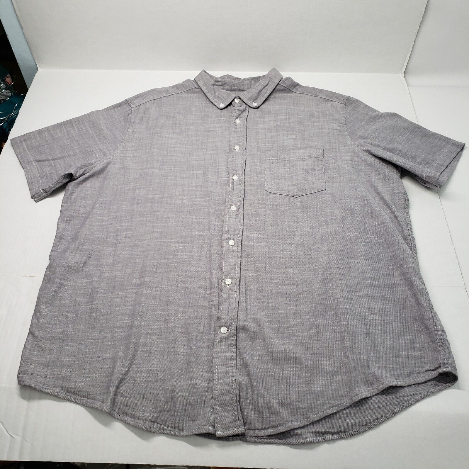 George George Button Down Shirt Mens 2XL Gray Short Sleeve Classic Size US XXL / EU 58 / 5 - 15 Thumbnail