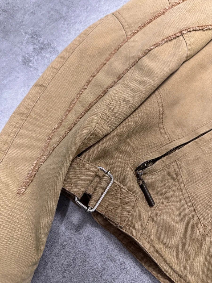 Just Cavalli × Vintage SS2004 Cavalli Biker Structured Beige Denim Jacket Size US S / EU 44-46 / 1 - 6 Thumbnail
