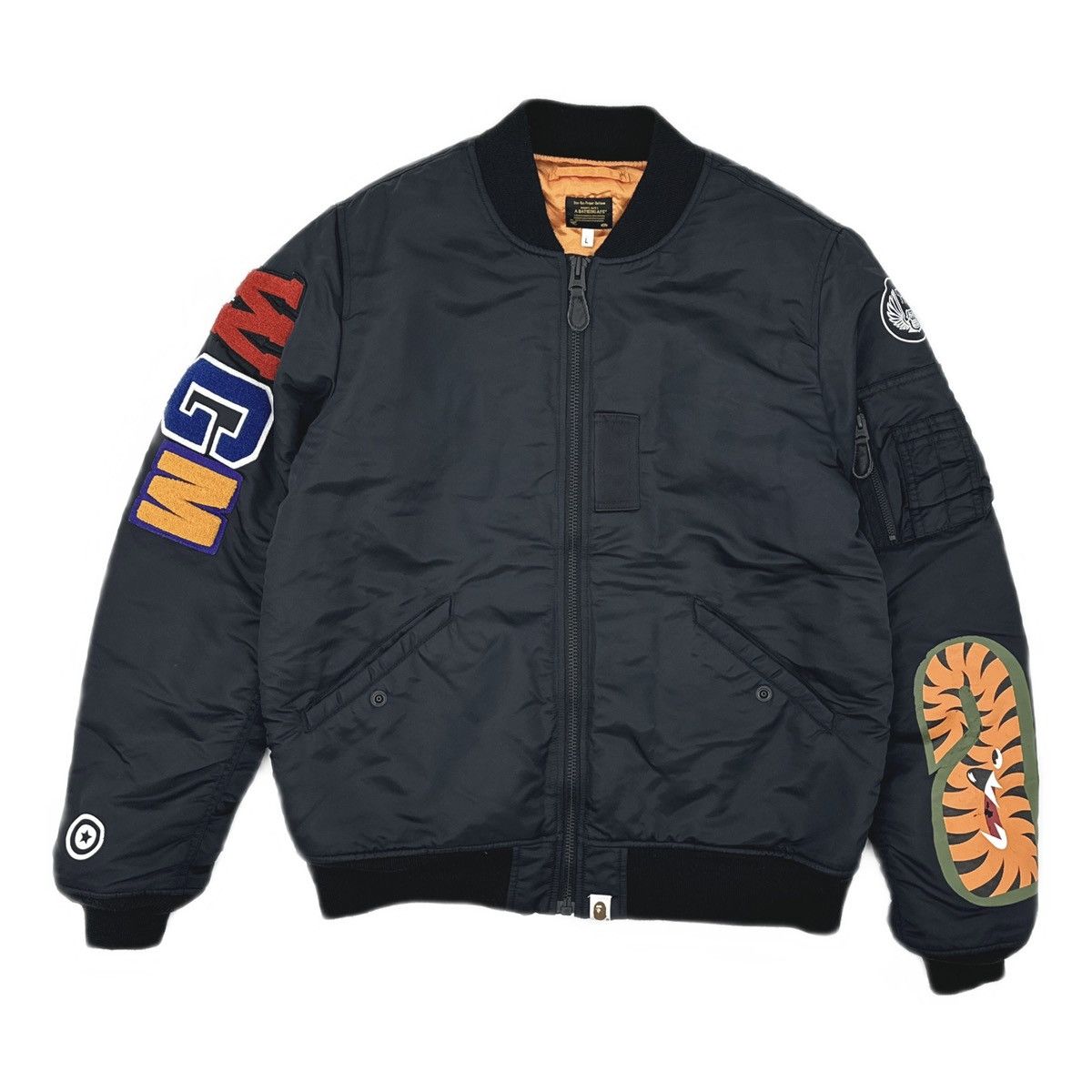 Bape A Bathing Ape (BAPE) Shark MA-1 jacket in black nylon Size US L / EU 52-54 / 3 - 2 Thumbnail