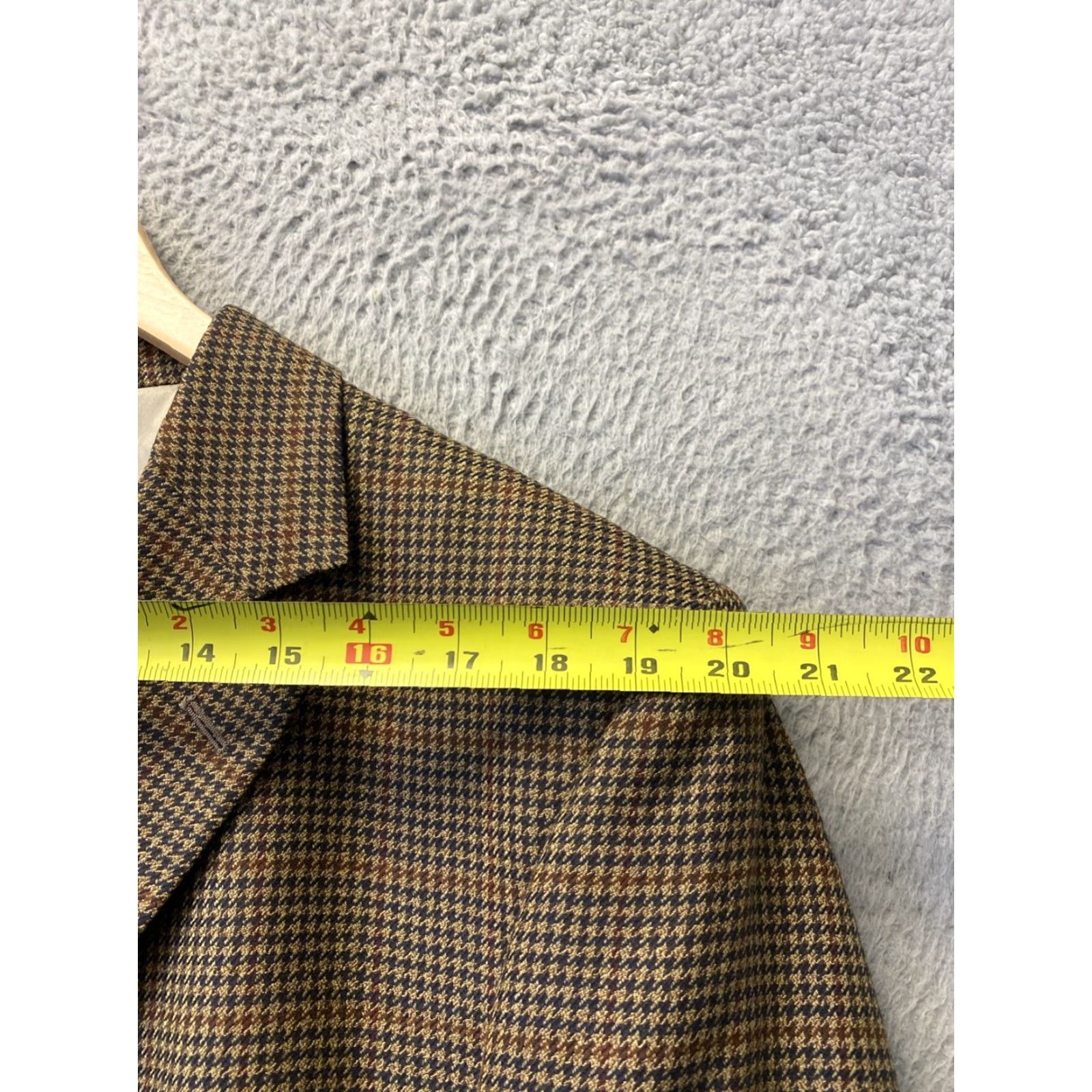 Jos. A. Bank JOS.A.BANK VINTAGE 46 Regular Wool Plaid Blazer Sport Coat Men's Brown Houndstooth Tuxedo Size 46R - 7 Thumbnail