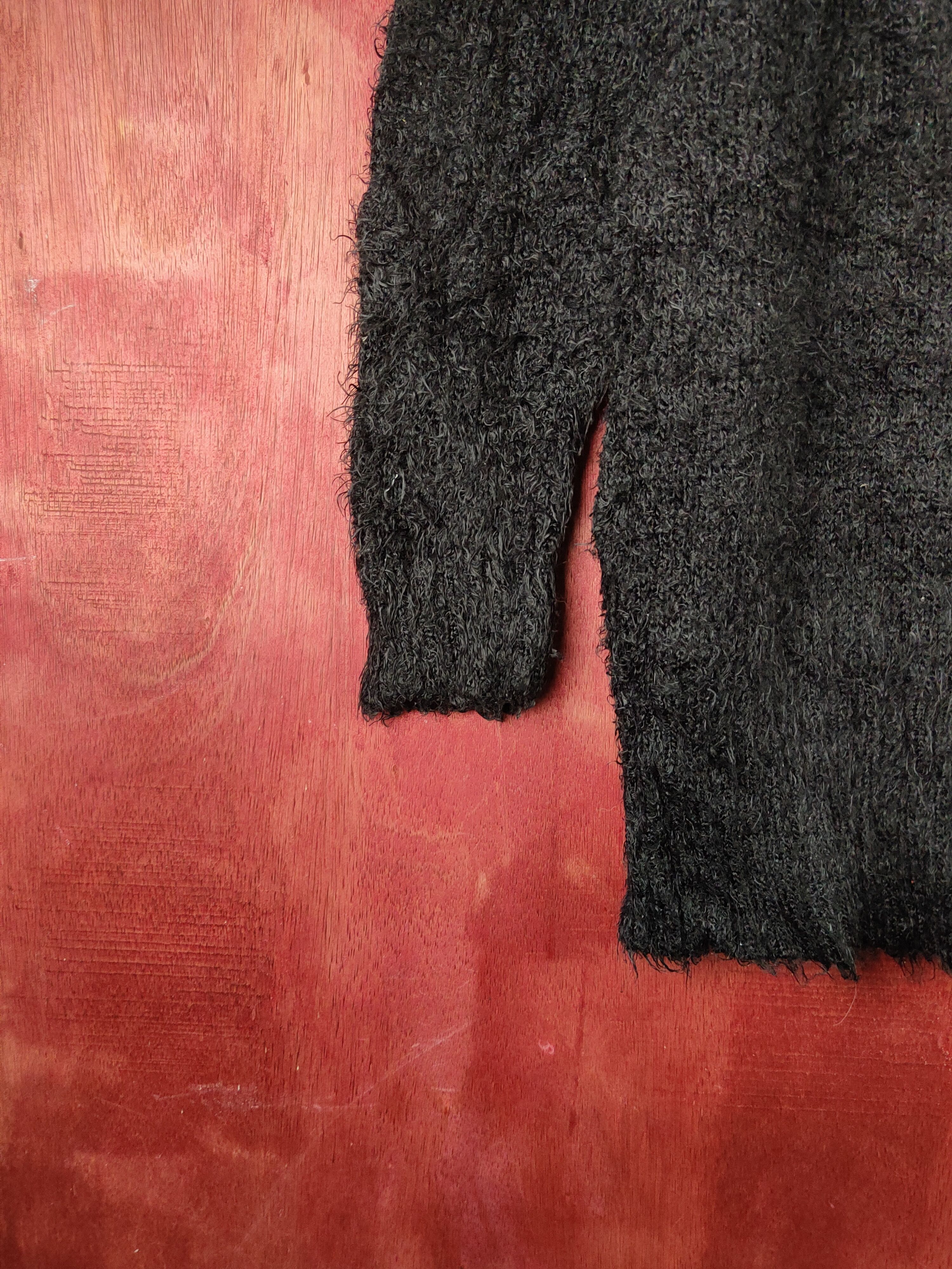 Japanese Brand Healthy Karen Black Fur Mohair Knitwear Cardigan #S2174 Size L / US 10 / IT 46 - 4 Thumbnail