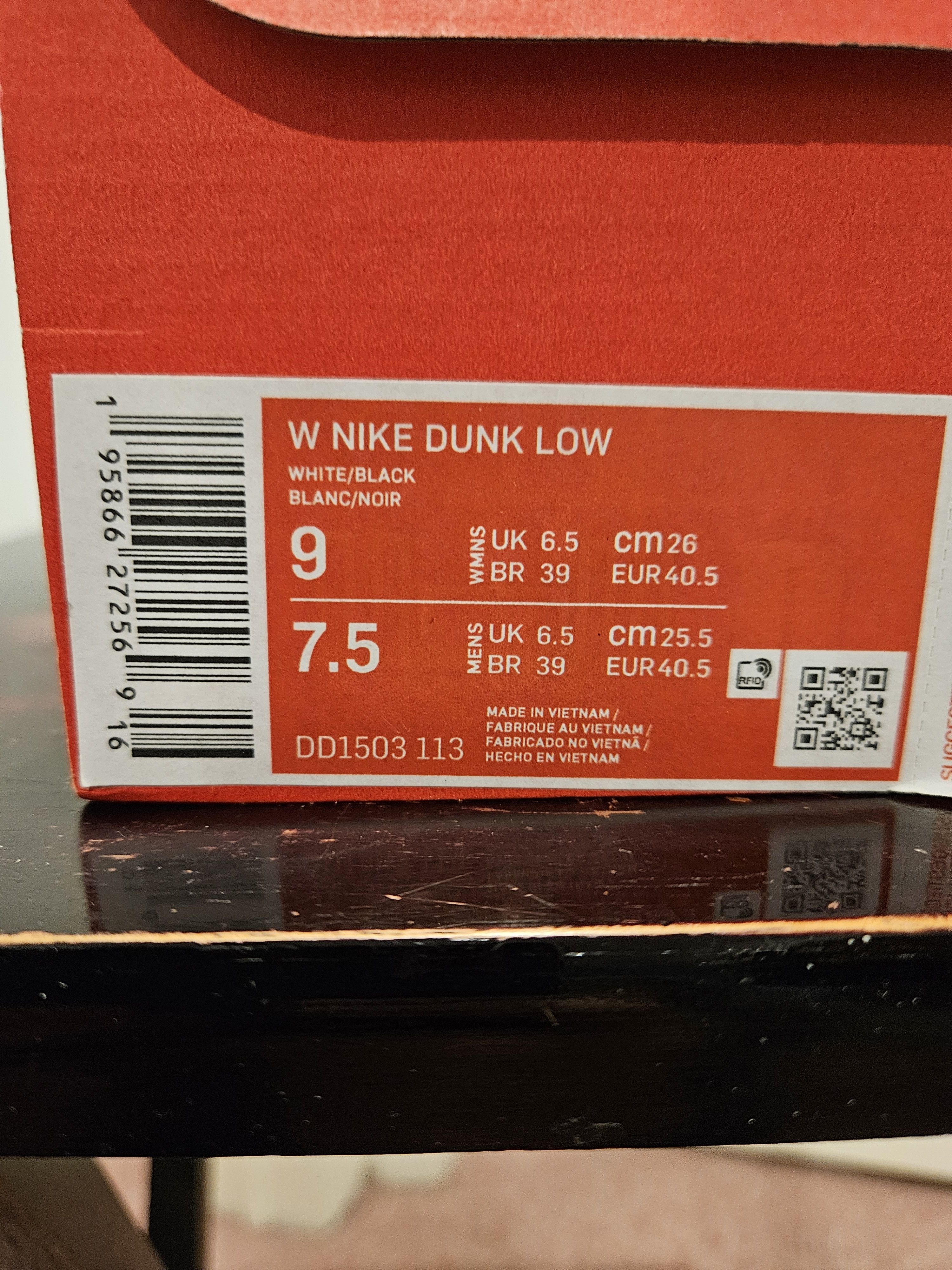 Nike Nike Dunk Low White Black (2022) Size US 9 / IT 39 - 9 Thumbnail