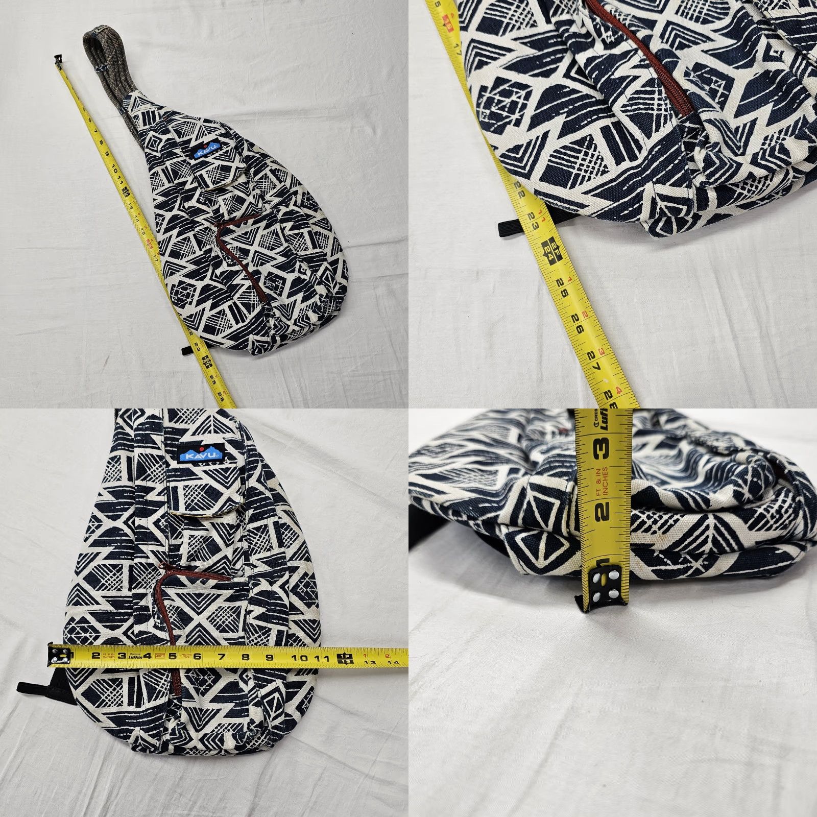 KAVU KAVU Rope Sling Bag Black Beige AZTEC Geometric TRIBAL Shoulder Backpack, Canvas, Cotton, Crossbody Strap, Adjustable, Medium, Men, Vintage: No Size ONE SIZE - 9 Thumbnail