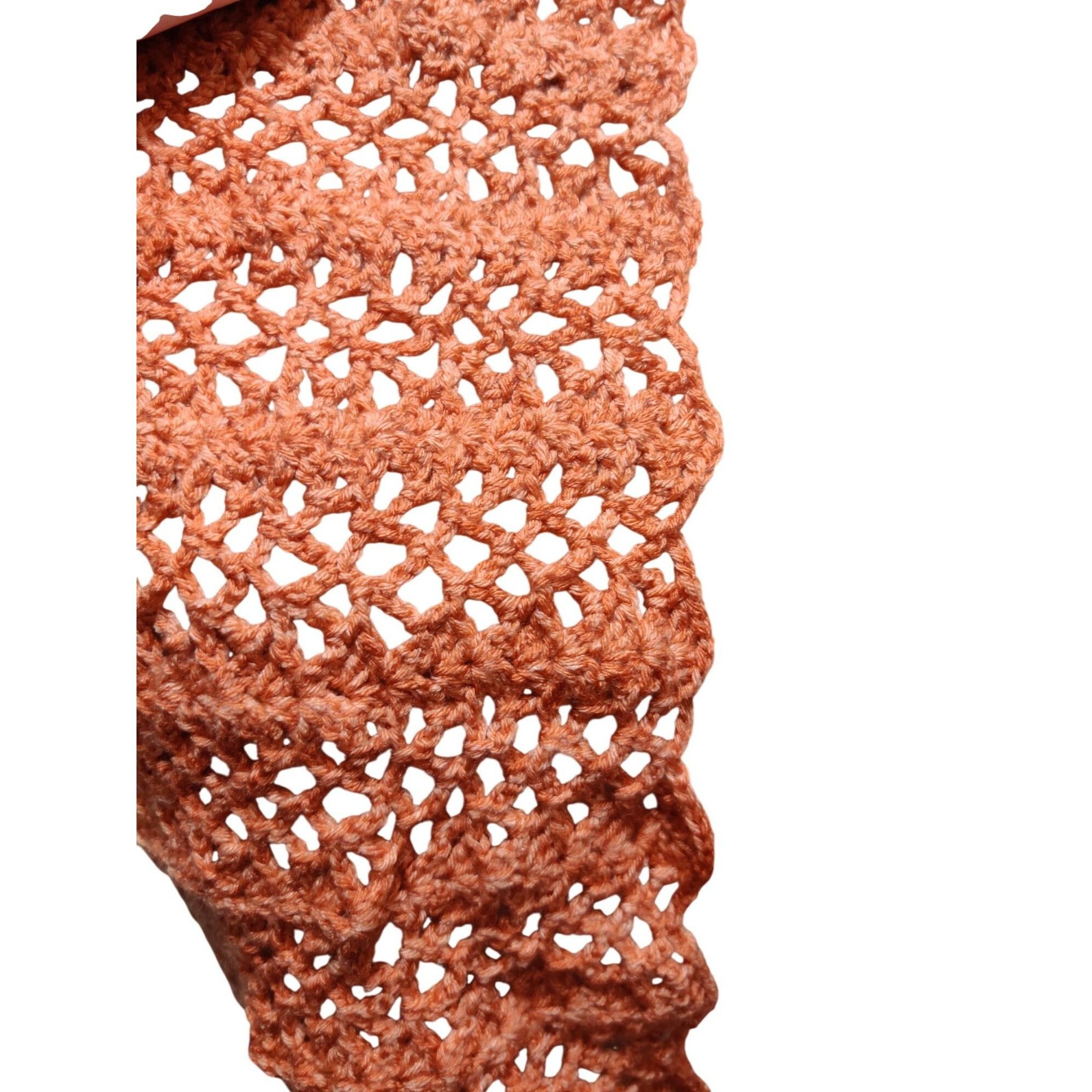 Handmade Handmade Rust Crochet Scarf Open Lace Stitch Vintage Boho Fa Size ONE SIZE - 12 Thumbnail