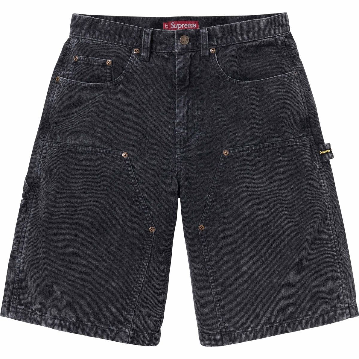 image of Supreme Washed Corduroy Double Knee Painter Short in Black, Men's (Size 36)