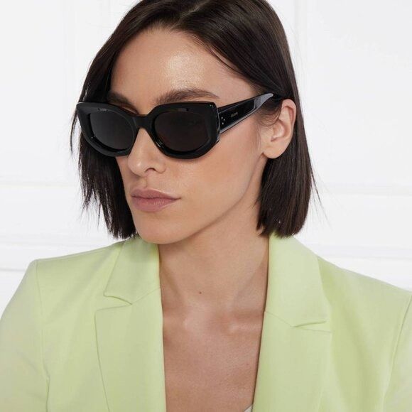 Celine Celine CL40277I 01A Sunglasses Shiny Black Cat Eye Frame Size ONE SIZE - 4 Thumbnail