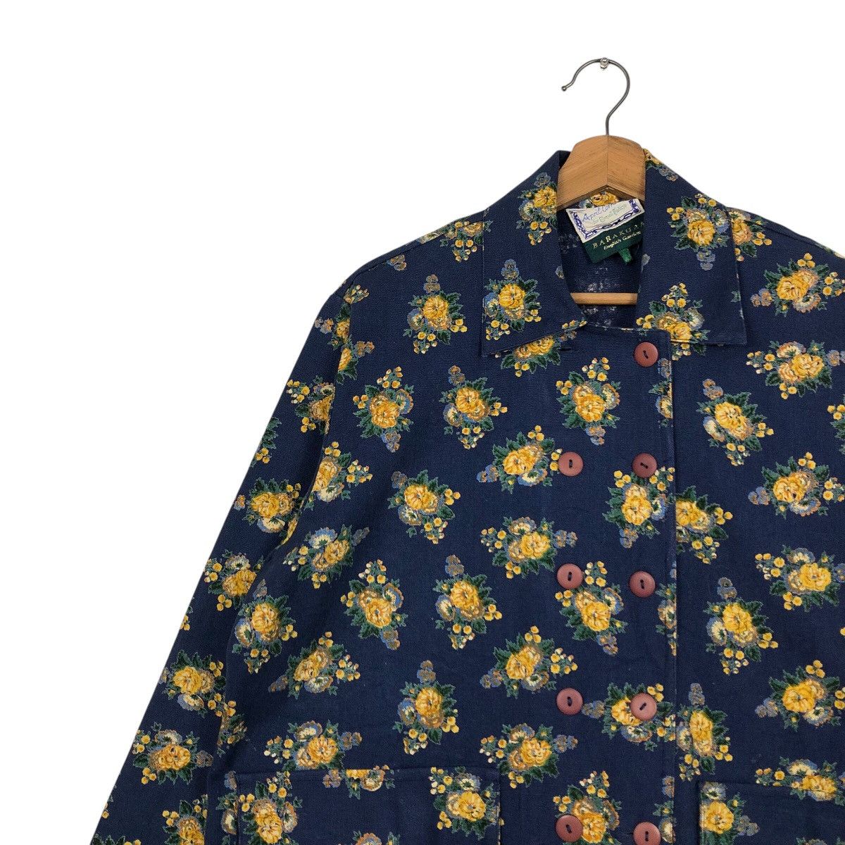 45rpm 📌Vintage Chore Jacket Button Floral Design Barakura English Size M / US 6-8 / IT 42-44 - 8 Thumbnail