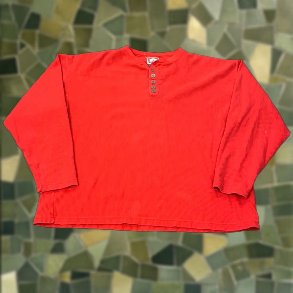 Marlboro VINTAGE Marlboro Henley Shirt Mens XL Red Thermal Ribbed 90s Cowboy T-Shirt Size US XL / EU 56 / 4 - 1 Thumbnail