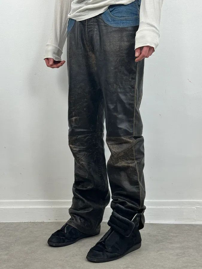 Just Cavalli 2000s Cavalli Brown Faded Leather Pants Size US 32 / EU 48 - 3 Thumbnail