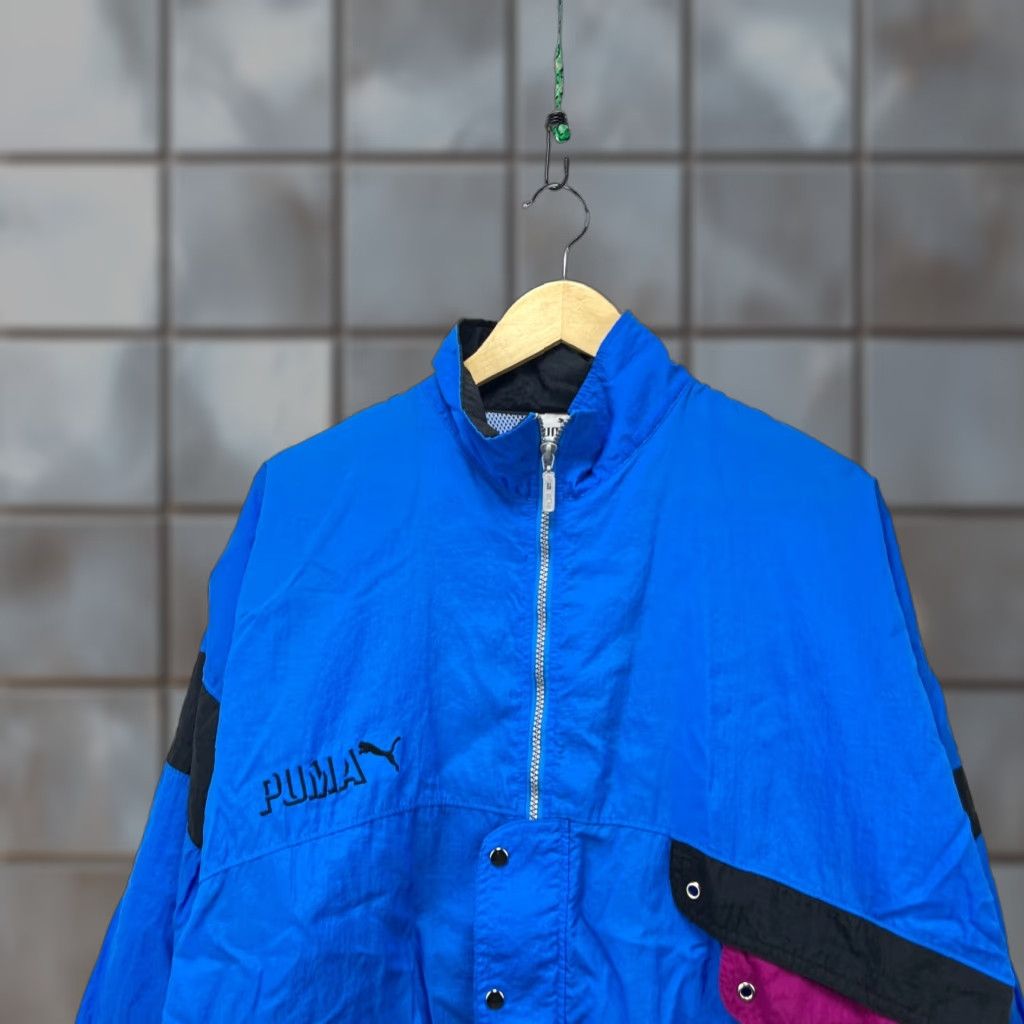 Puma VINTAGE Puma Windbreaker Track Jacket Large Mens Blue 90s Size US 33 - 1 Thumbnail