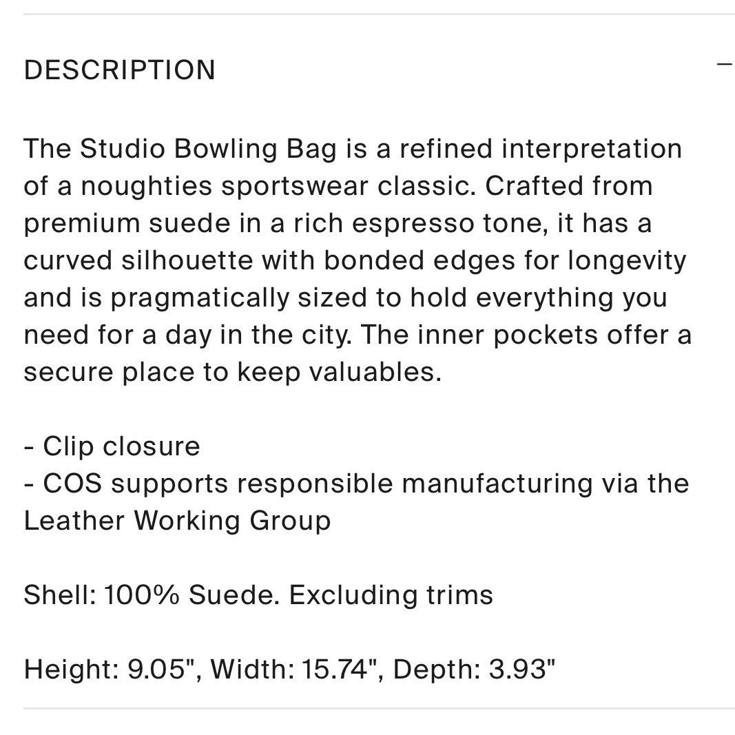 Cos COS Studio Bowling Bag NWT Dark Brown Suede Size ONE SIZE - 8 Thumbnail
