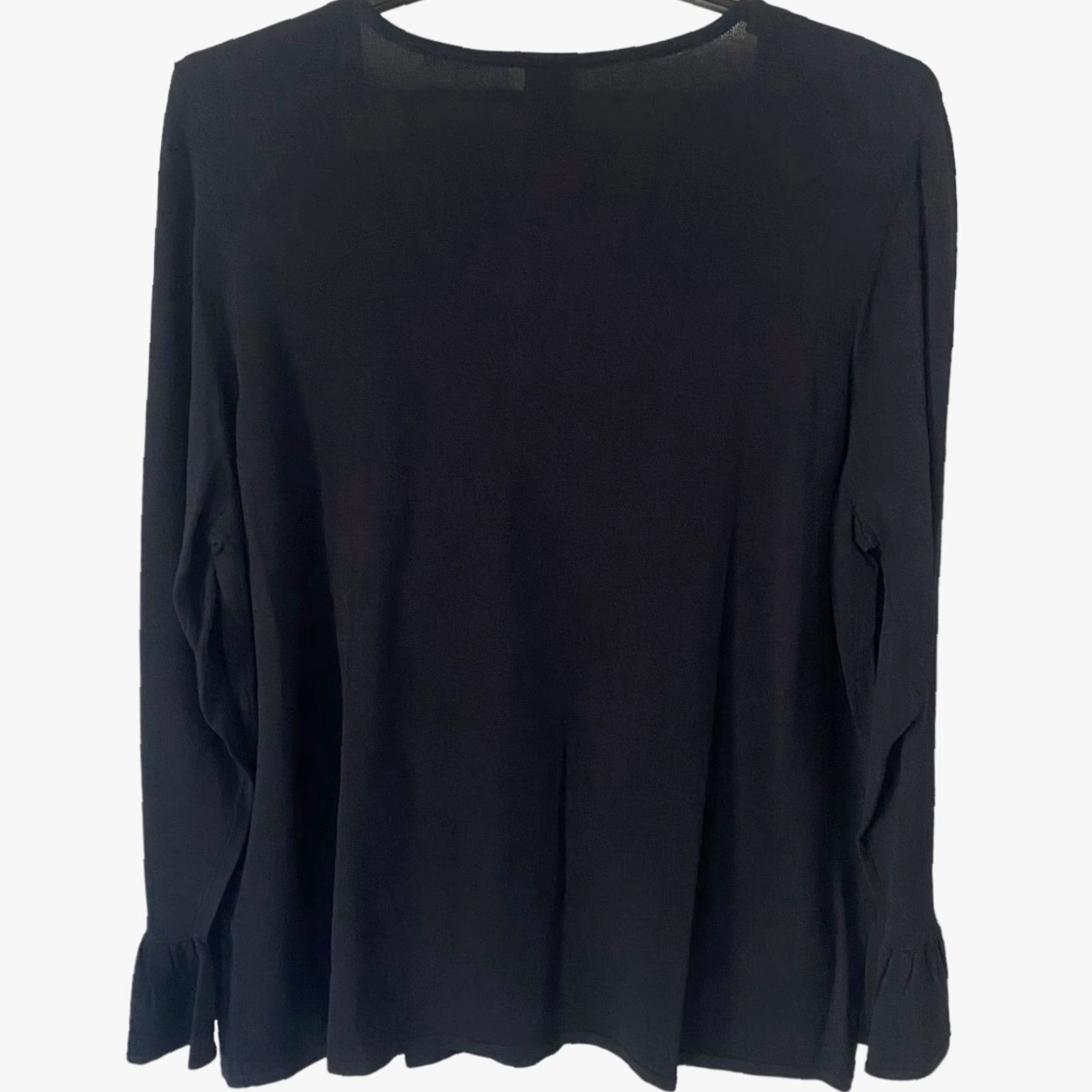 Vintage VINTAGE I.N.C. International Concepts Black Ruffled Criss Cross Blouse Plus Size 2X Long Sleeve Women's Classic Size XXL / US 16-18 / IT 52-54 - 4 Thumbnail