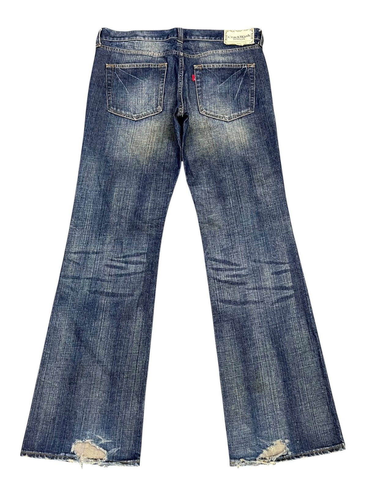 Blue Blue Japan 🔥Rare Bobson Crack Wash Indigo Rusty Flare Jeans Bited Heel Size US 32 / EU 48 - 3 Thumbnail