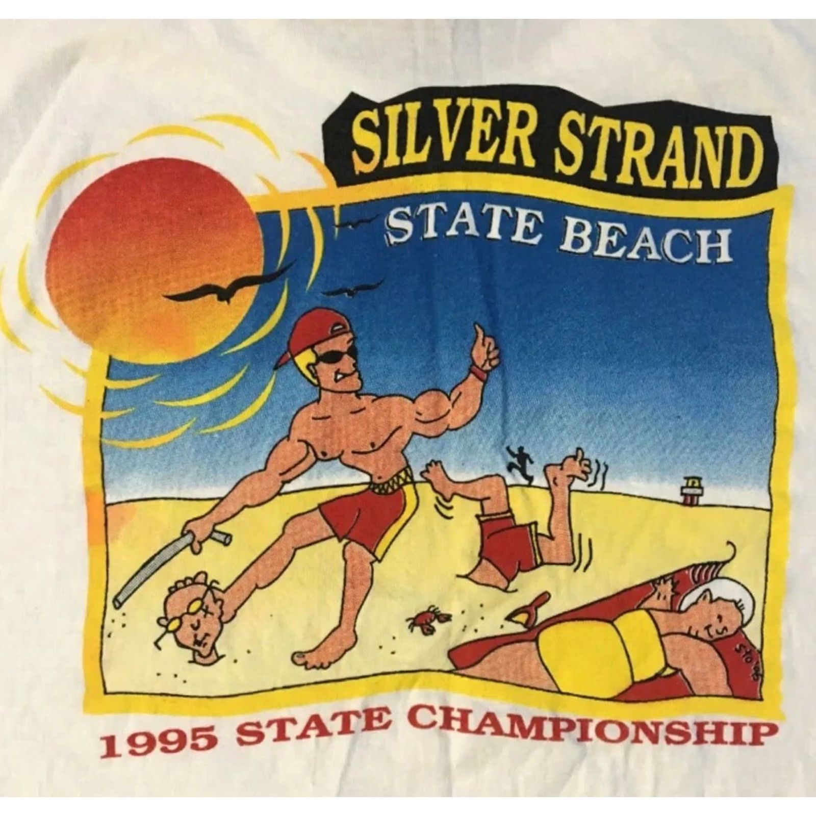 Vintage VINTAGE California Jr Lifeguard Championship Shirt XL White Men T-Shirt-Short Sleeve 90s Grunge Surf Beach Funny Stitch OP USA Size US XL / EU 56 / 4 - 3 Thumbnail