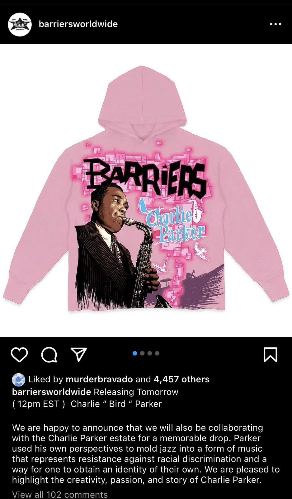 Barriers BARRIERS WORLDWIDE CHARLIE 'BIRD' PARKER HOODIE 💎💎💎 | Grailed