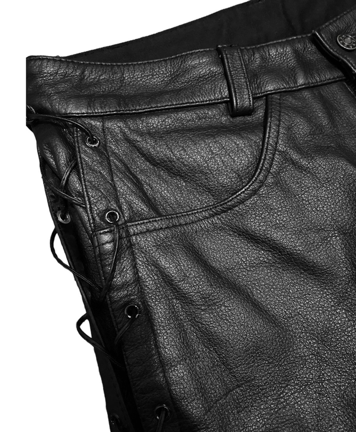 Genuine Leather Vintage Ashy Motorcycle Leather Biker Pants Size US 32 / EU 48 - 3 Thumbnail