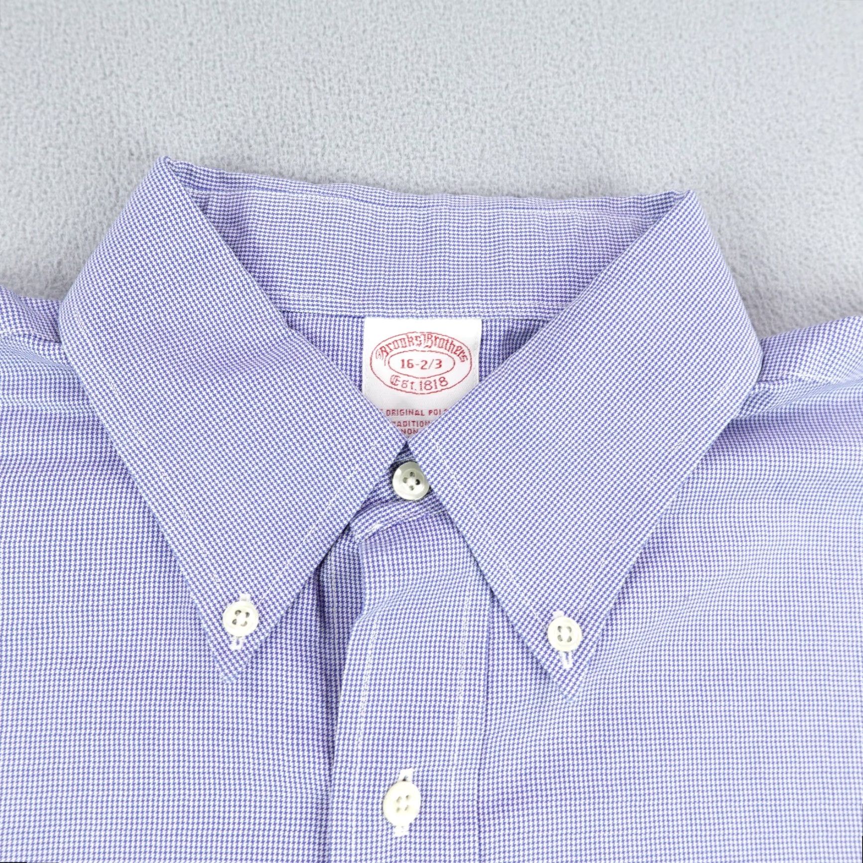 Brooks Brothers Brooks Brothers Shirt Men Large Blue White Houndstooth Button Up Traditional Fit Size US L / EU 52-54 / 3 - 2 Thumbnail