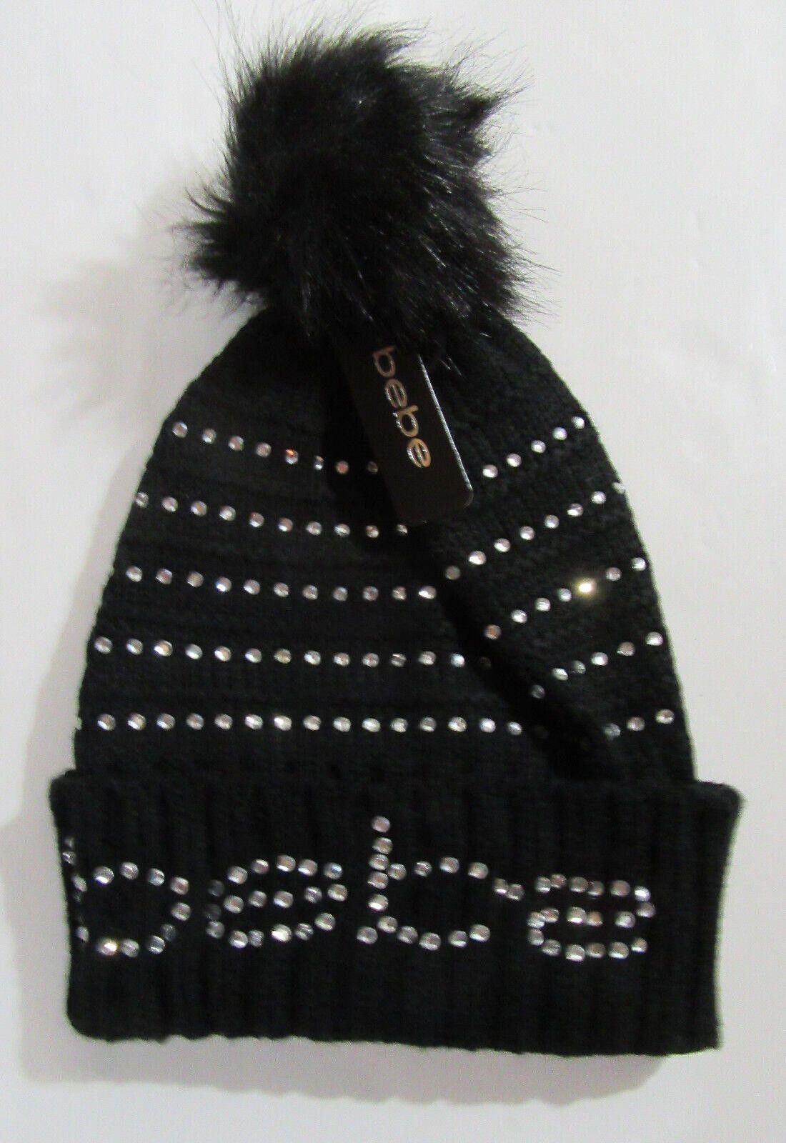 United Colors Of Benetton bebe Beanie Hat with Pom Black with Rhinestones Bling NWT Size ONE SIZE - 2 Thumbnail