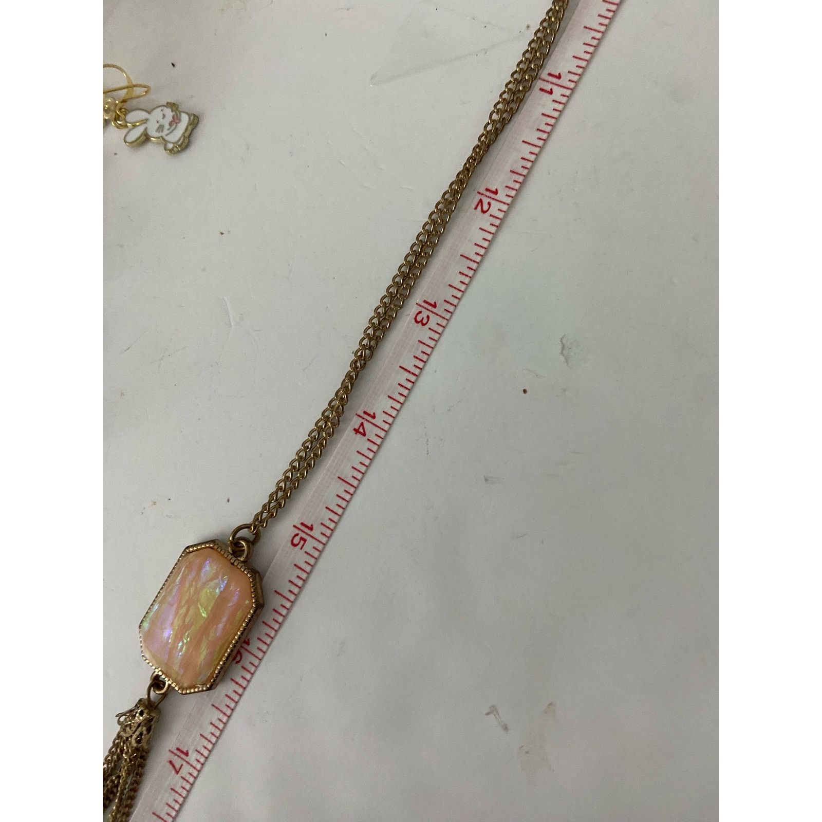 Other Peach opalescent pendant tassel necklace Size ONE SIZE - 4 Thumbnail