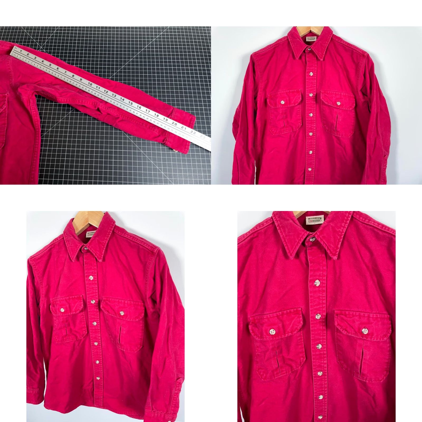 Vintage VINTAGE Five Brother Shirt Mens Large Red Chamois Button-Up Workwear 90s Grunge Retro Solid Pattern Long Sleeve Cotton Size US L / EU 52-54 / 3 - 8 Thumbnail