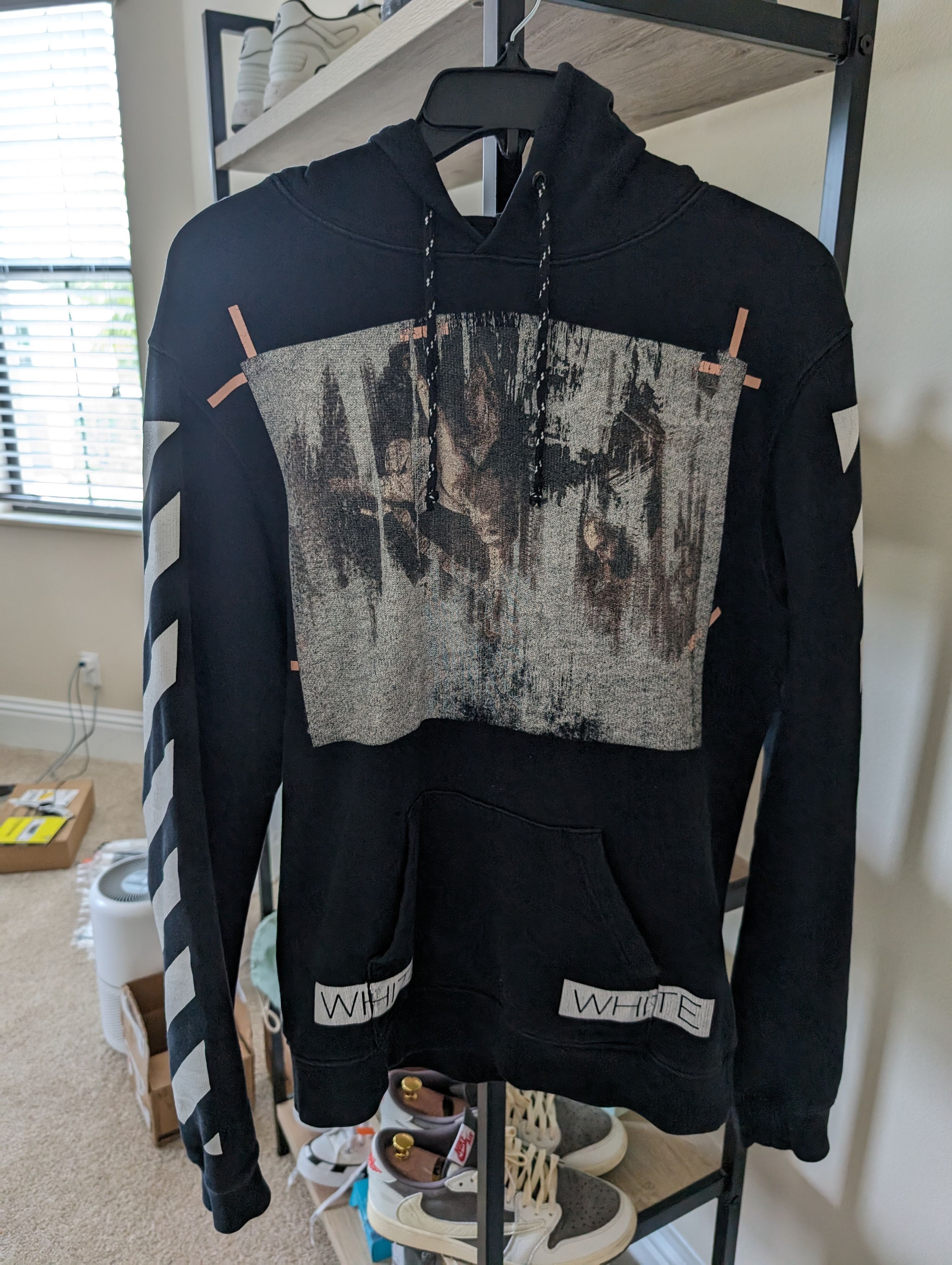 image of Off White Off-White Caravaggio Hoodie in Black, Men's (Size Small)