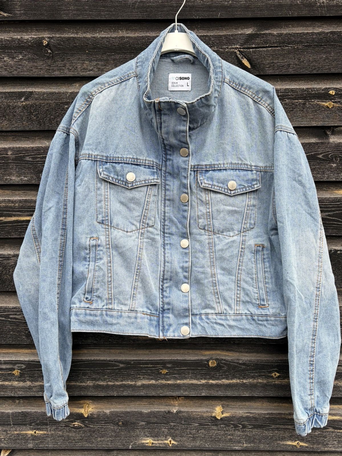 Other Oisono Denim Collection Cropped Denim Jacket Size L Blue Size L / US 10 / IT 46 - 1 Thumbnail