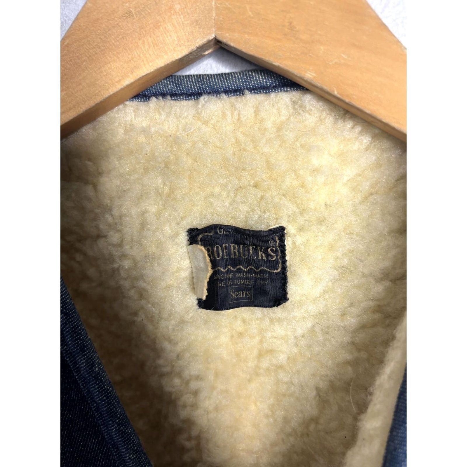 Denime VINTAGE Roebucks Vest Mens Medium Blue Denim Sherpa Lined Western Workwear 70s Size US M / EU 48-50 / 2 - 3 Thumbnail
