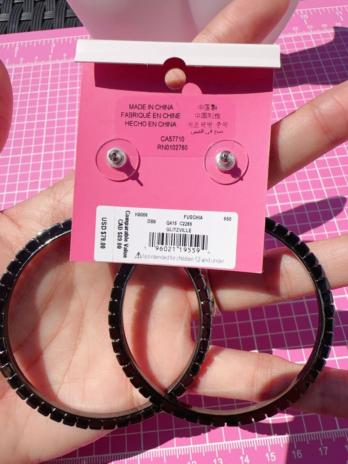 Kate Spade $79 Kate Spade Earrings Hot Pink Crystal Paved Big Loops Size ONE SIZE - 4 Thumbnail