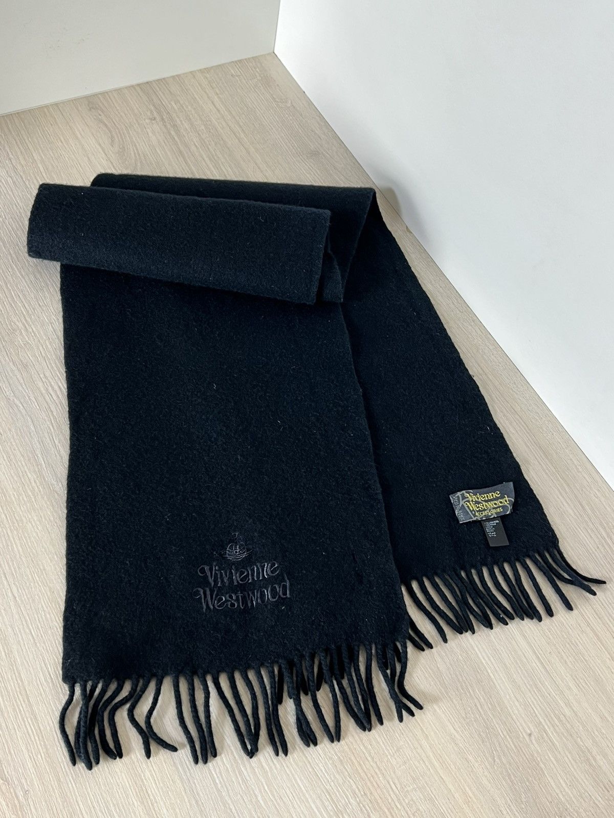 Vivienne Westwood Vivienne Westwood Embroidered Orb Logo Wool Scarf Size ONE SIZE - 1 Thumbnail