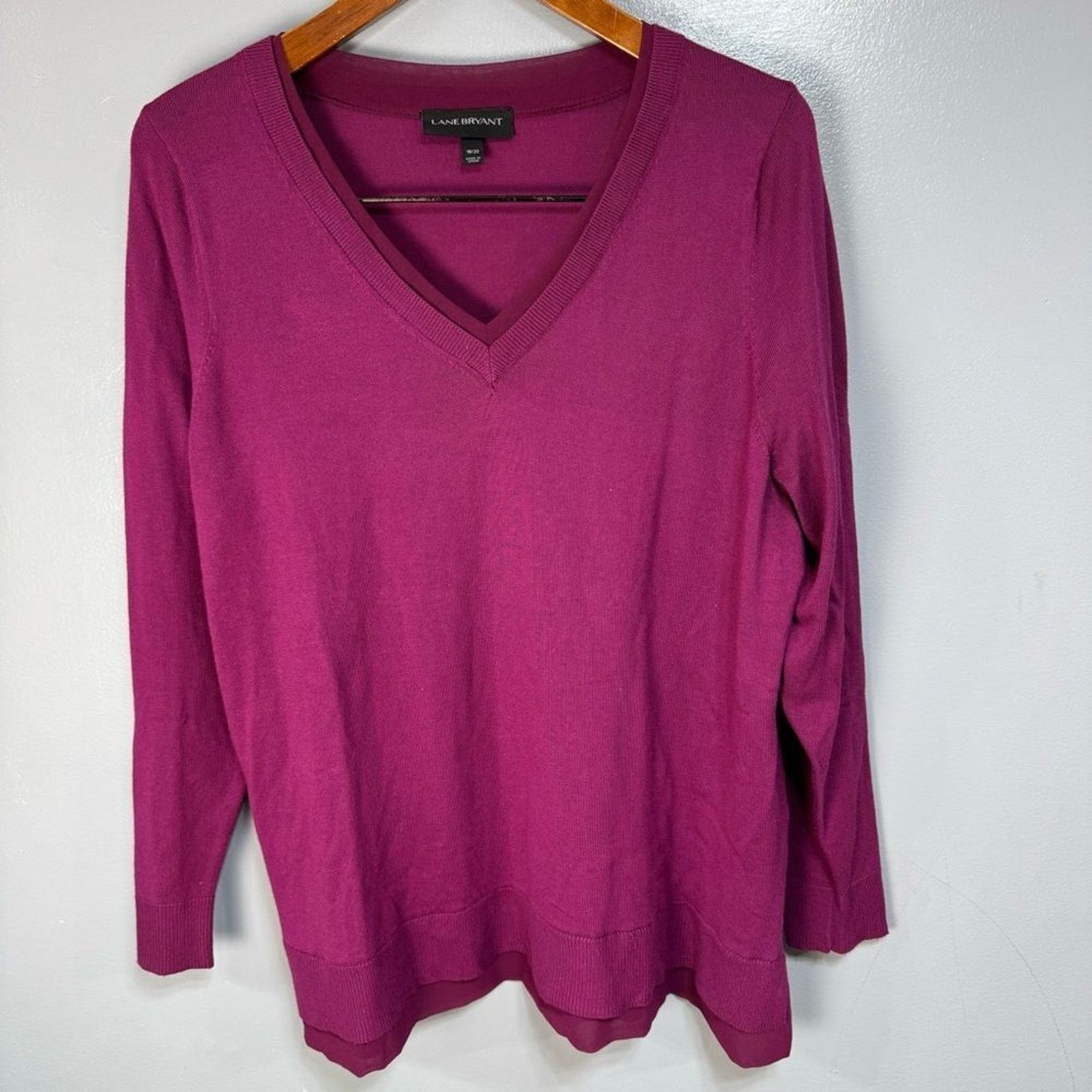 size? Lane Bryant Plus V-Neck Sweater sz 2X Faux Layered # E843 Size XXL / US 16-18 / IT 52-54 - 1 Thumbnail