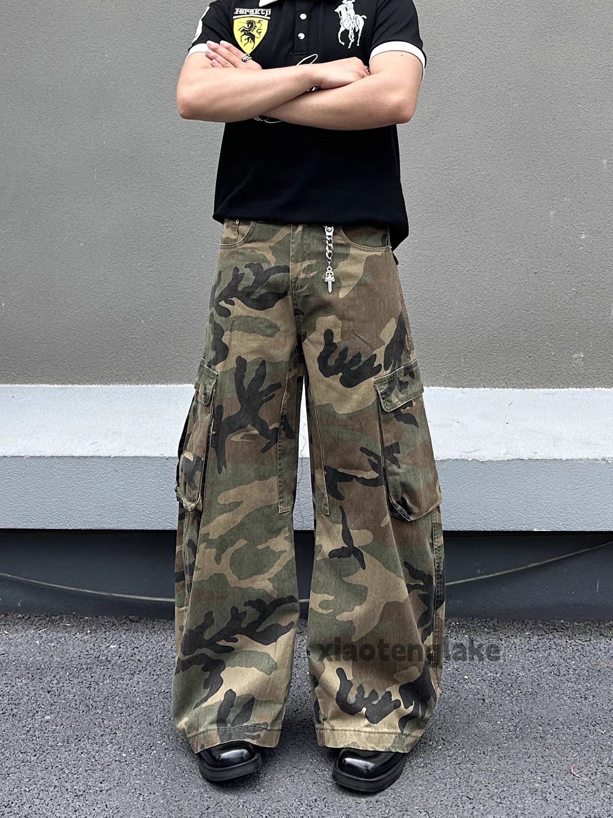 パンツ 18AW BALENCIAGA camouflage cargo pants Vintage zx Balenciaga undercover style ripped camo cargo pants