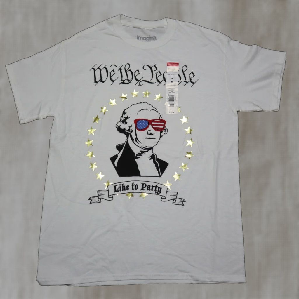 Vintage NEW We The People Like to Party George Washington White Size M Medium NEW T-Shirt Women Modern Lux Cotton Blend Round Neck Short Sleeve Size M / US 6-8 / IT 42-44 - 1 Thumbnail