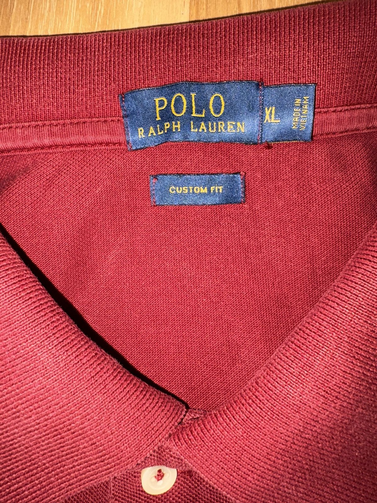 Polo Ralph Lauren VTG Polo Ralph Lauren Custom Fit Pique Polo Burgundy XL Size US XL / EU 56 / 4 - 6 Thumbnail