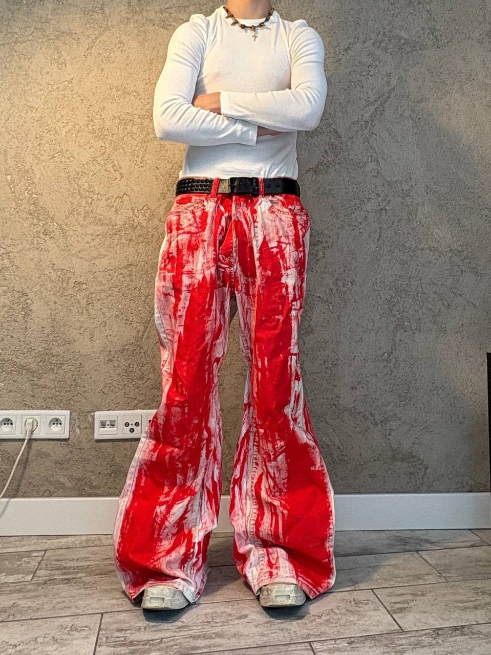 Japanese Brand rare handmade painted wide flare streetwear jeans Size US 36 / EU 52 - 1 Thumbnail